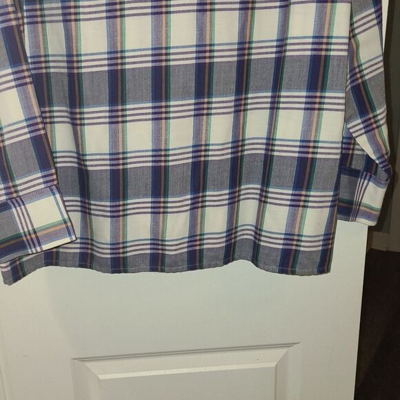 Van Heusen Sportswear Men's Purple Stripe Plaid Long Sleeve Button Down Shirt - Picture 7 of 8